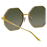 Linda Farrow - Lianas Hexagon Sunglasses in Yellow Gold - LFL1253C2SUN - Linda Farrow Eyewear