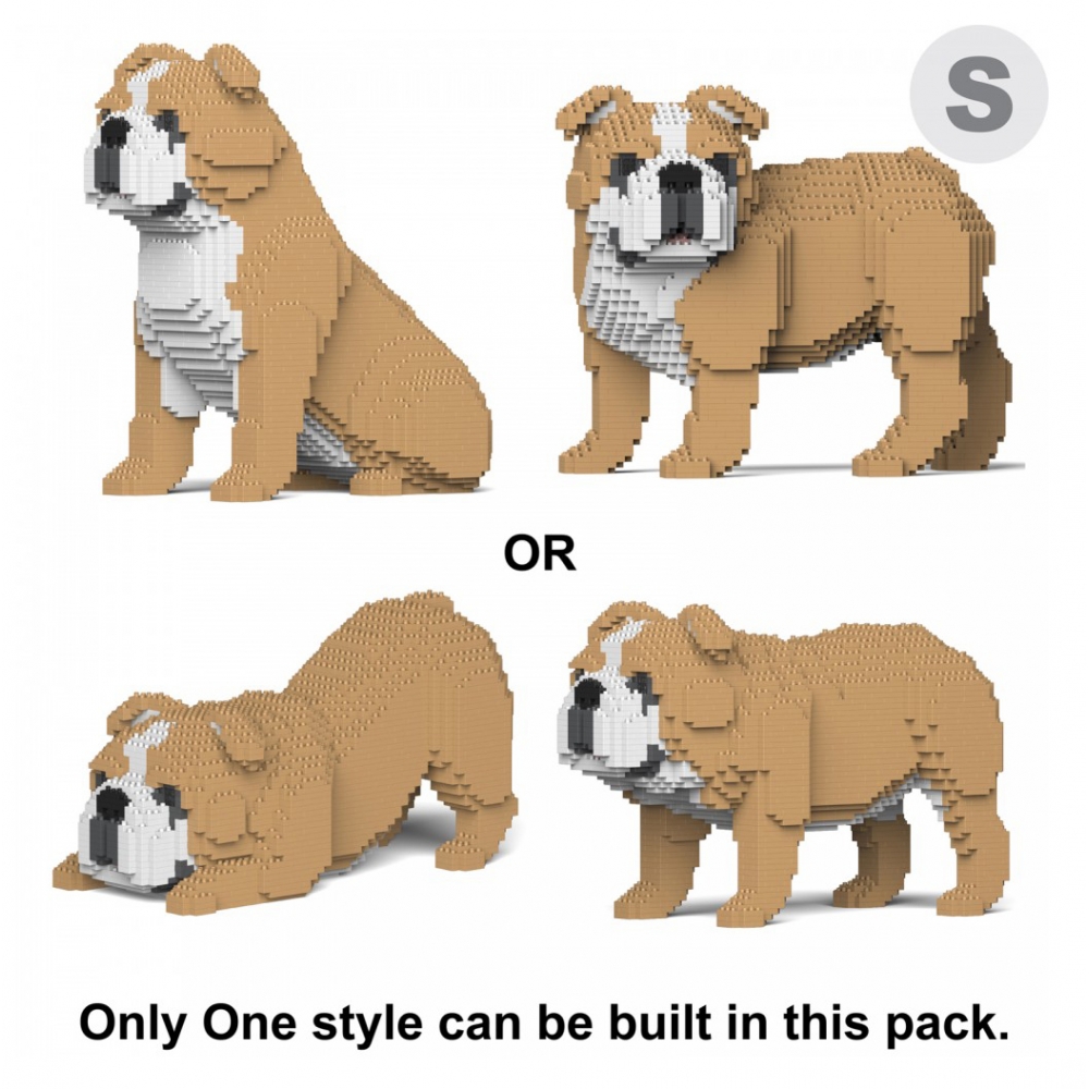 Jekca - English Bulldog 4-in-1 Pack 01S-M03 - Lego - Scultura - Costruzione  - 4D - Animali di Mattoncini - Toys - Avvenice