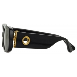 Linda Farrow - The Lola Rectangular Sunglasses in Black (C1) - LFL1117C1SUN - Linda Farrow Eyewear