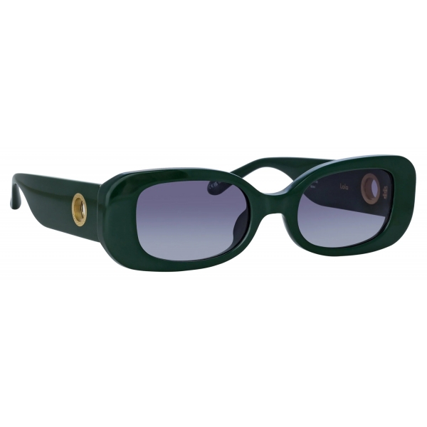 Linda Farrow - The Lola Rectangular Sunglasses in Green - LFL1117C7SUN - Linda Farrow Eyewear