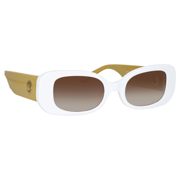 Linda Farrow - The Lola Rectangular Sunglasses in White - LFL1117C6SUN - Linda Farrow Eyewear