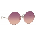 Linda Farrow - Lotus Round Sunglasses in Light Gold - LFL1315C3SUN - Linda Farrow Eyewear