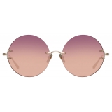 Linda Farrow - Lotus Round Sunglasses in Light Gold - LFL1315C3SUN - Linda Farrow Eyewear