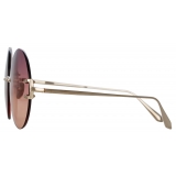 Linda Farrow - Lotus Round Sunglasses in Light Gold - LFL1315C3SUN - Linda Farrow Eyewear