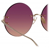 Linda Farrow - Lotus Round Sunglasses in Light Gold - LFL1315C3SUN - Linda Farrow Eyewear