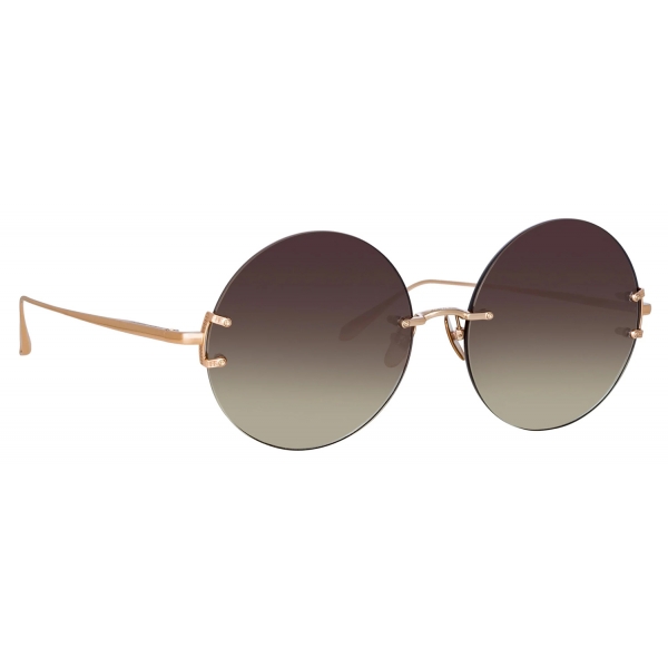 Linda Farrow - Lotus Round Sunglasses in Rose Gold - LFL1315C2SUN - Linda Farrow Eyewear