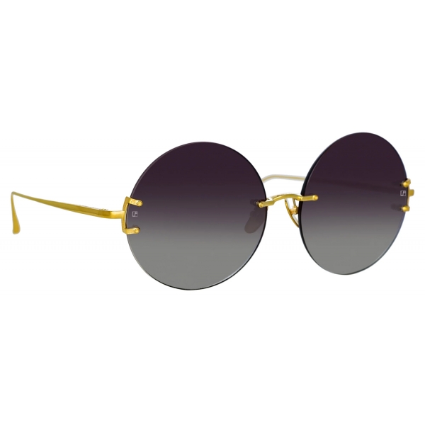 Linda Farrow - Lotus Round Sunglasses in Yellow Gold - LFL1315C1SUN - Linda Farrow Eyewear