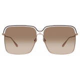 Linda Farrow - Occhiali da Sole Marcia Quadrati in Oro Rosa - LFL1310C1SUN - Linda Farrow Eyewear