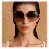 Linda Farrow - Margot Hexagon Sunglasses in Black - LFL1308C1SUN - Linda Farrow Eyewear