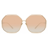 Linda Farrow - Margot Hexagon Sunglasses in Cream - LFL1308C3SUN - Linda Farrow Eyewear