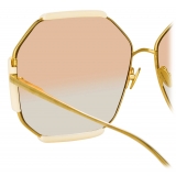 Linda Farrow - Margot Hexagon Sunglasses in Cream - LFL1308C3SUN - Linda Farrow Eyewear