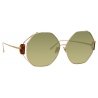 Linda Farrow - Marie Oversized Sunglasses in Light Gold Grey - LFL1089C3SUN - Linda Farrow Eyewear