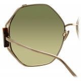 Linda Farrow - Occhiali da Sole Marie Oversized in Oro Chiaro Grigio - LFL1089C3SUN - Linda Farrow Eyewear