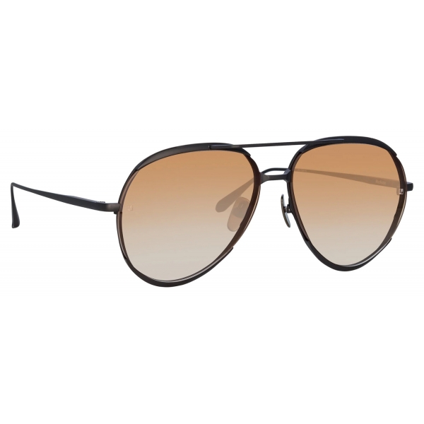 Linda Farrow - Matisse Aviator Sunglasses in Matt Nickel Camel ...