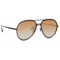 Linda Farrow - Matisse Aviator Sunglasses in Matt Nickel Camel - LFL1207C5SUN - Linda Farrow Eyewear