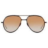 Linda Farrow - Matisse Aviator Sunglasses in Matt Nickel Camel (Men’s) - LFL1207C5SUN - Linda Farrow Eyewear