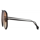 Linda Farrow - Matisse Aviator Sunglasses in Matt Nickel Camel (Men’s) - LFL1207C5SUN - Linda Farrow Eyewear