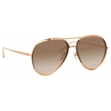 Linda Farrow - Occhiali da Sole Matisse Aviator in Oro Rosa - LFL1207C2SUN - Linda Farrow Eyewear