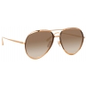 Linda Farrow - Occhiali da Sole Matisse Aviator in Oro Rosa - LFL1207C2SUN - Linda Farrow Eyewear