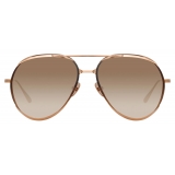 Linda Farrow - Occhiali da Sole Matisse Aviator in Oro Rosa - LFL1207C2SUN - Linda Farrow Eyewear