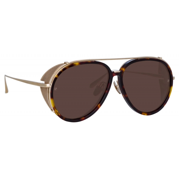 Linda Farrow - Maverick Aviator Sunglasses in Light Gold - LFL1358C2SUN - Linda Farrow Eyewear