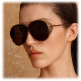 Linda Farrow - Maverick Aviator Sunglasses in Light Gold - LFL1358C2SUN - Linda Farrow Eyewear