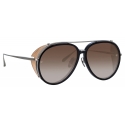 Linda Farrow - Maverick Aviator Sunglasses in White Gold - LFL1358C3SUN - Linda Farrow Eyewear