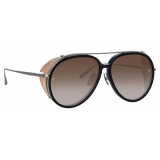 Linda Farrow - Maverick Aviator Sunglasses in White Gold - LFL1358C3SUN - Linda Farrow Eyewear