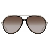 Linda Farrow - Maverick Aviator Sunglasses in White Gold - LFL1358C3SUN - Linda Farrow Eyewear