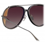 Linda Farrow - Maverick Aviator Sunglasses in White Gold - LFL1358C3SUN - Linda Farrow Eyewear