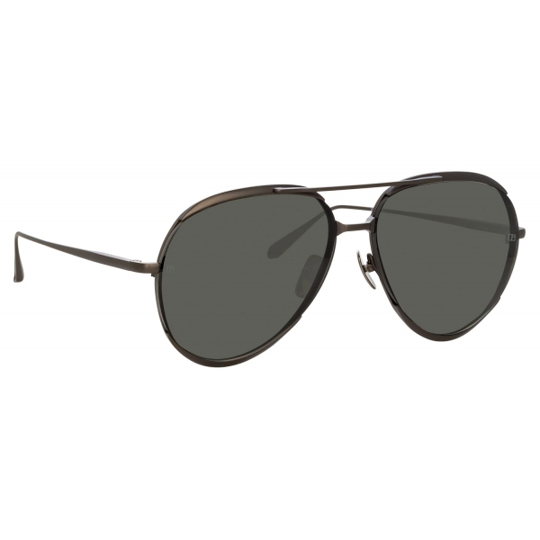 Linda Farrow - Matisse Aviator Sunglasses in Nickel (Men’s) - LFL1207C4SUN - Linda Farrow Eyewear