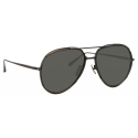 Linda Farrow - Matisse Aviator Sunglasses in Nickel (Men’s) - LFL1207C4SUN - Linda Farrow Eyewear