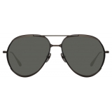 Linda Farrow - Matisse Aviator Sunglasses in Nickel (Men’s) - LFL1207C4SUN - Linda Farrow Eyewear