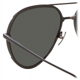 Linda Farrow - Matisse Aviator Sunglasses in Nickel (Men’s) - LFL1207C4SUN - Linda Farrow Eyewear