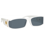 Linda Farrow - Mya Rectangular Sunglasses in White - LFL1274C3SUN - Linda Farrow Eyewear