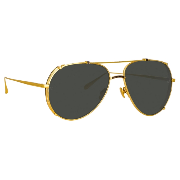 Linda Farrow - Newman Aviator Sunglasses in Yellow Gold - LFL1039C9SUN - Linda Farrow Eyewear