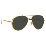 Linda Farrow - Newman Aviator Sunglasses in Yellow Gold - LFL1039C9SUN - Linda Farrow Eyewear