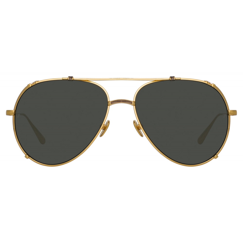 Linda Farrow - Newman Aviator Sunglasses in Yellow Gold - LFL1039C9SUN ...