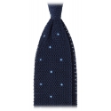 Viola Milano - Polka Dot Knitted Silk Tie - Navy/Sea - Handmade in Italy - Luxury Exclusive Collection