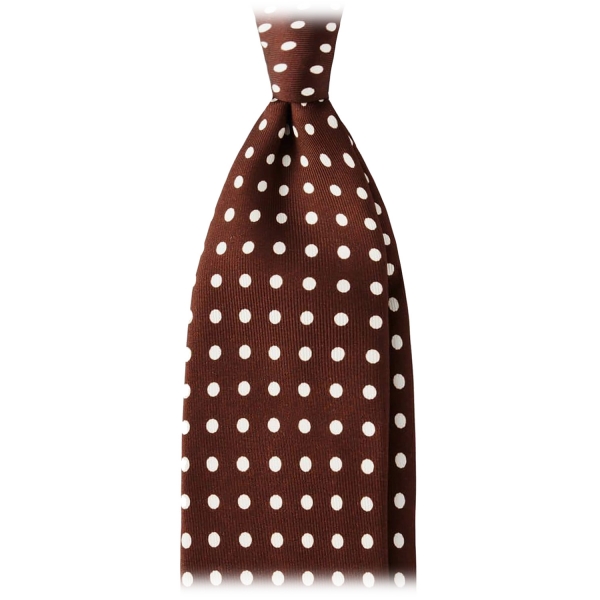 Viola Milano - Classic Polka Dot Selftipped Silk Tie - Brown - Handmade in Italy - Luxury Exclusive Collection