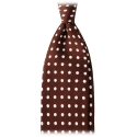 Viola Milano - Classic Polka Dot Selftipped Silk Tie - Brown - Handmade in Italy - Luxury Exclusive Collection