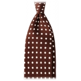 Viola Milano - Classic Polka Dot Selftipped Silk Tie - Brown - Handmade in Italy - Luxury Exclusive Collection