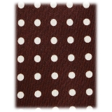 Viola Milano - Classic Polka Dot Selftipped Silk Tie - Brown - Handmade in Italy - Luxury Exclusive Collection