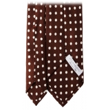 Viola Milano - Classic Polka Dot Selftipped Silk Tie - Brown - Handmade in Italy - Luxury Exclusive Collection