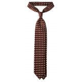 Viola Milano - Classic Polka Dot Selftipped Silk Tie - Brown - Handmade in Italy - Luxury Exclusive Collection