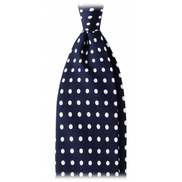 Viola Milano - Classic Polka Dot Selftipped Silk Tie - Navy - Handmade in Italy - Luxury Exclusive Collection