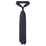 Viola Milano - Classic Polka Dot Selftipped Silk Tie - Navy - Handmade in Italy - Luxury Exclusive Collection