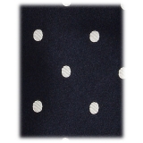 Viola Milano - Cravatta in Jacquard di Seta Intrecciata a Pois - Navy/Bianco - Handmade in Italy - Luxury Exclusive Collection