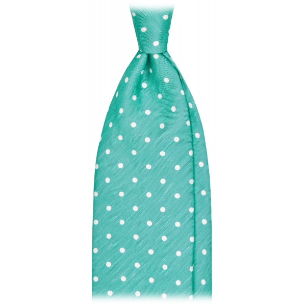 Viola Milano - Polka Dot Untipped Linen Tie - Mint - Handmade in Italy - Luxury Exclusive Collection