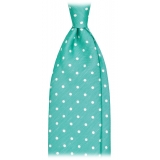 Viola Milano - Polka Dot Untipped Linen Tie - Mint - Handmade in Italy - Luxury Exclusive Collection